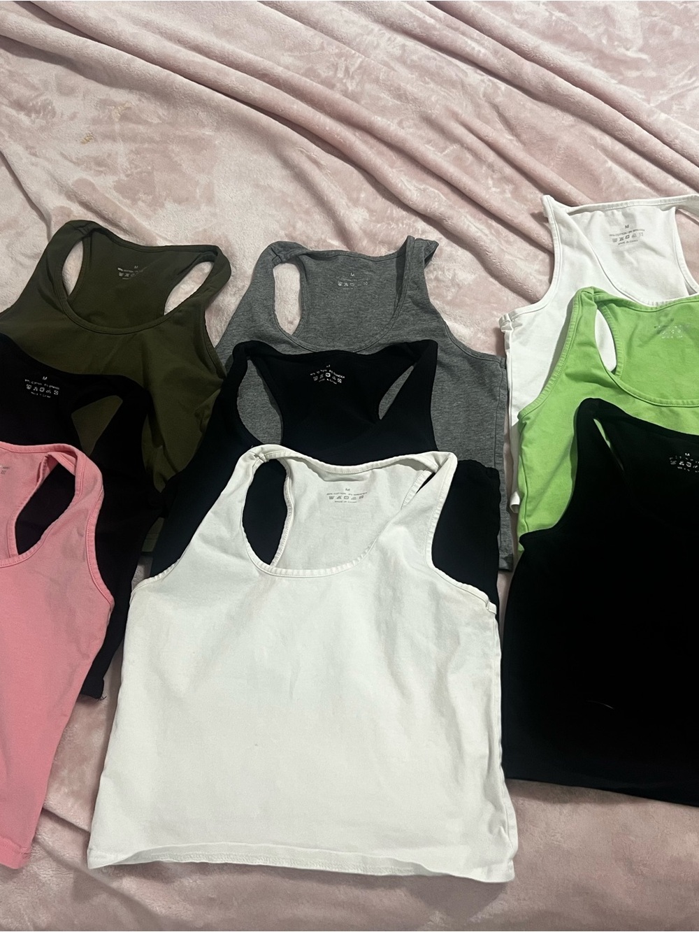 Women's Racerback Tank Top Bundle- White, Black, Gray, Pink, Green, Olive, Lime